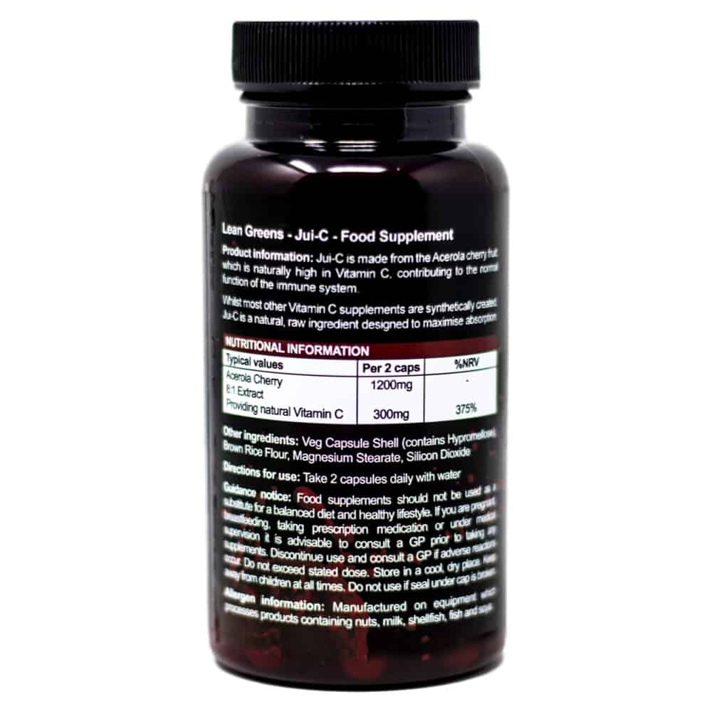 Jui-C Acerola cherry supplement ingredients panel