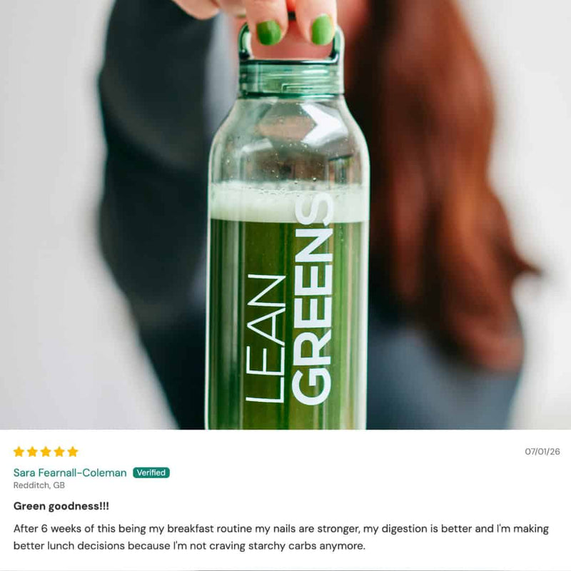 Five star customer review of Lean Greens super greens powder