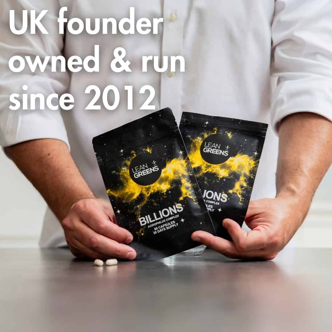 A man holding two Billions pouches above the line "UK founder owned and run since 2012".
